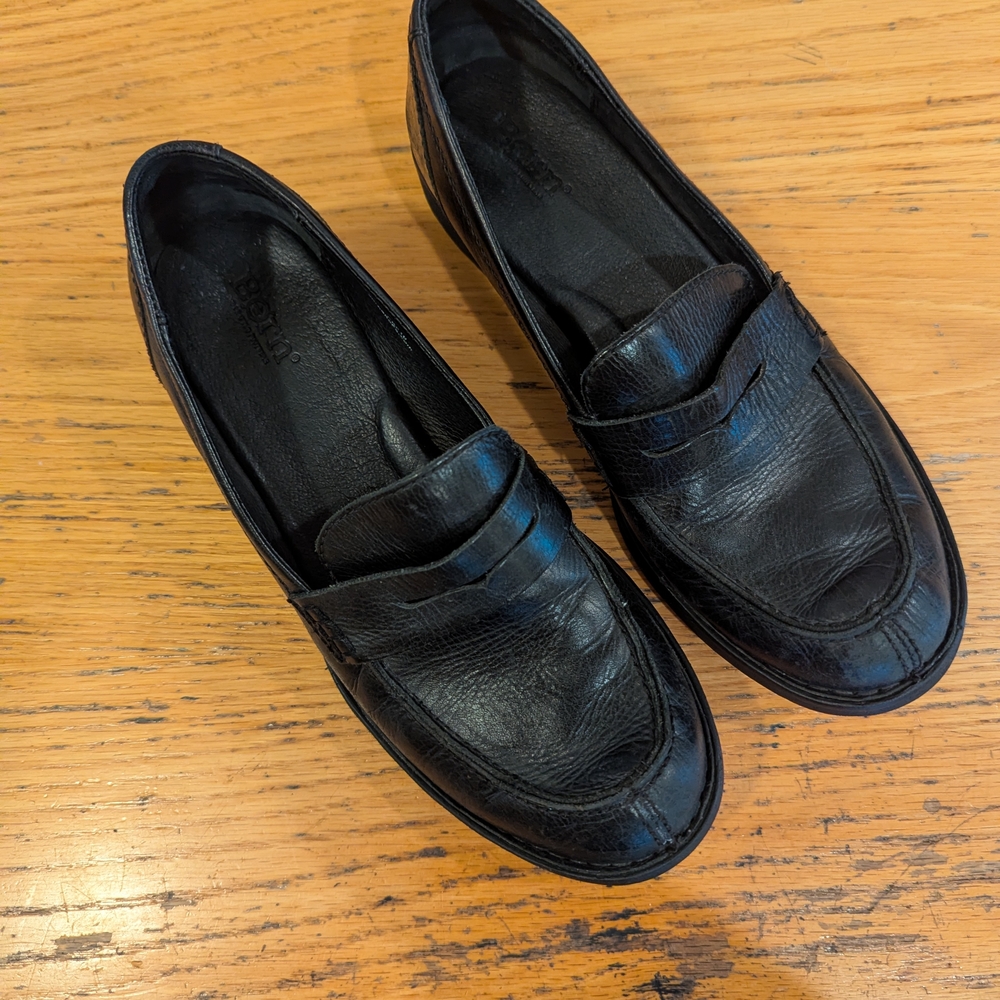 Born Black Leather Loafers